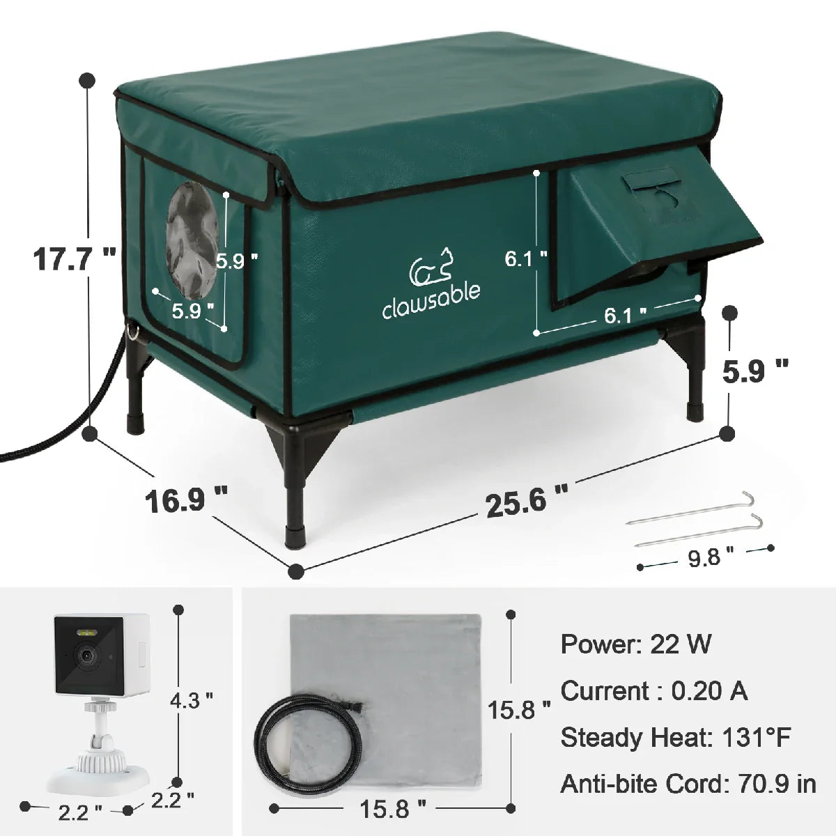 2025 Tall Classic Box Heated Cat House With Camera – Large