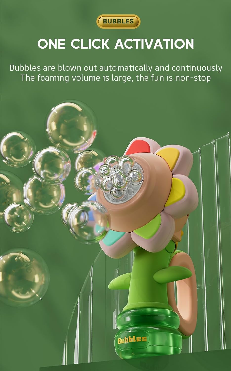 Electric Handheld Bubble Machine(One Click Start), 24cm*9cm*13cm