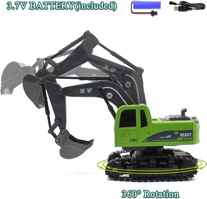 Rc Semi Truck & Excavator Toy Set!:12 Rc Sem-Traler Truck with Sound and lights,2.4Ghz Remote Control Flatbed Truck with Gren Excavator Toys remoto
